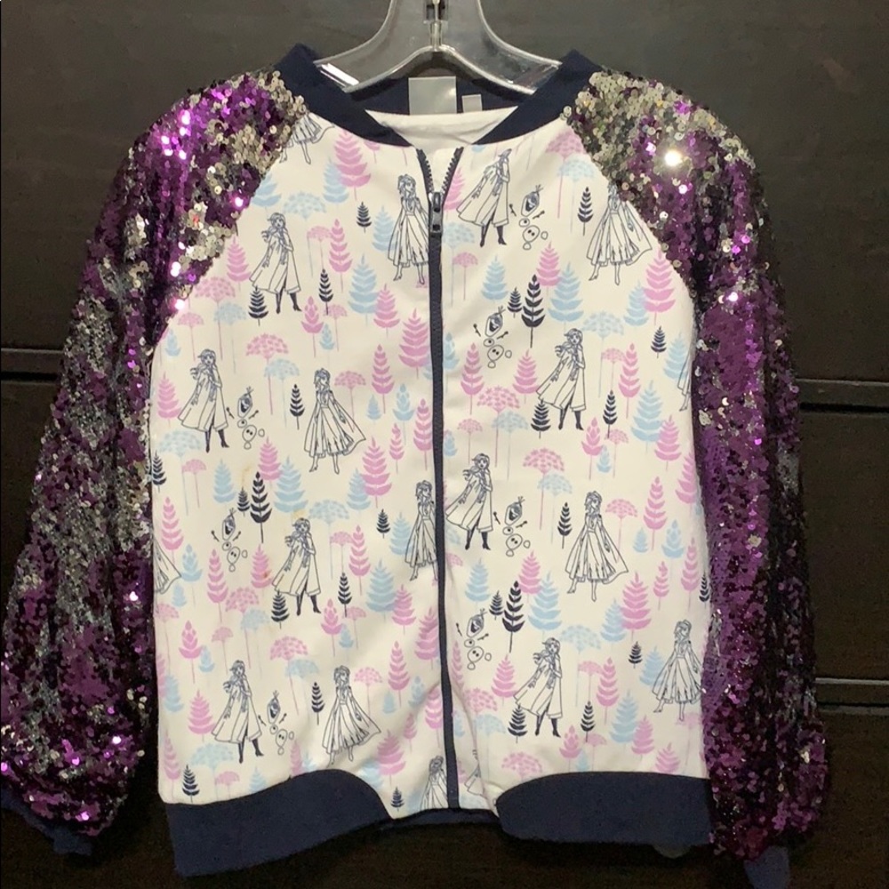 Disney Frozen 2 Elsa and Anna Bomber Sequin Jacket